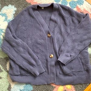 Heather blue chunky knit cardigan